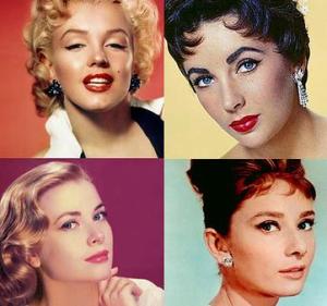 Marilyn Monroe, Elizabeth Taylor, Grace Kelly and Audrey Hepburn