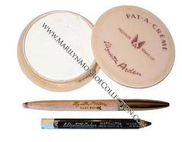 Marilyn's Elizabeth Arden "Pat-A-Creme", and a brown and black eyeliner pencil - from themarilynmonroecollection.com